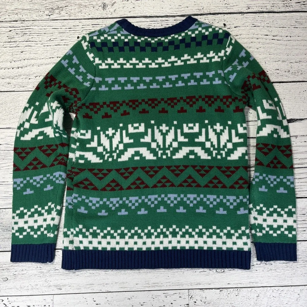 Boy's Holiday Time Dabbing Cat Ugly Christmas‎ Green Sweater XL 14 16